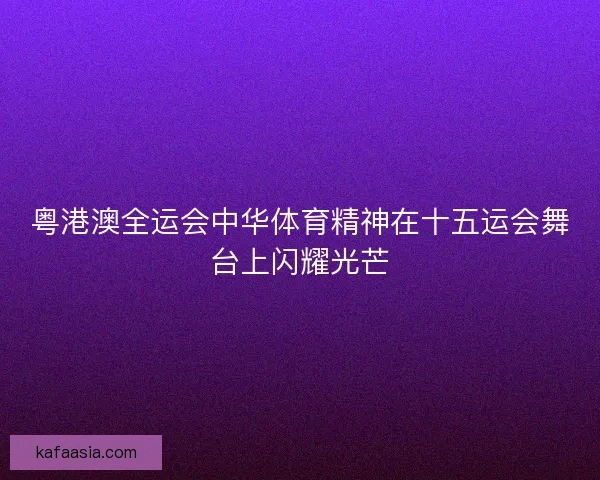粤港澳全运会中华体育精神在十五运会舞台上闪耀光芒